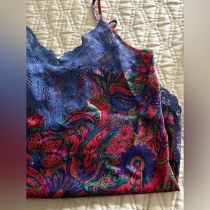 Victoria's Secret Blue and Pink Paisley Lace Slip Dress